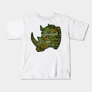 Rhino silhouette with motivational words of wisdom Kids T-Shirt